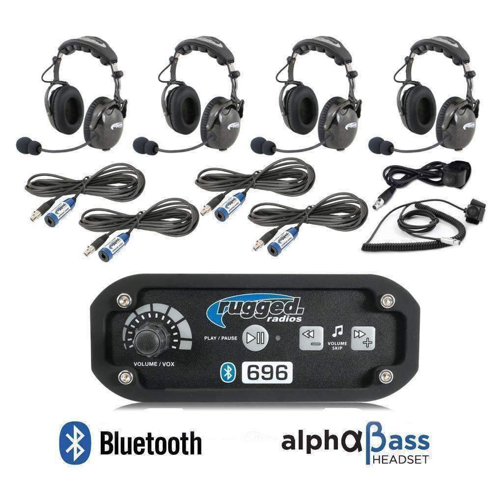 Radios robustes, RRP696 Système d'intercom Bluetooth pour 4 personnes avec casques AlphaBass