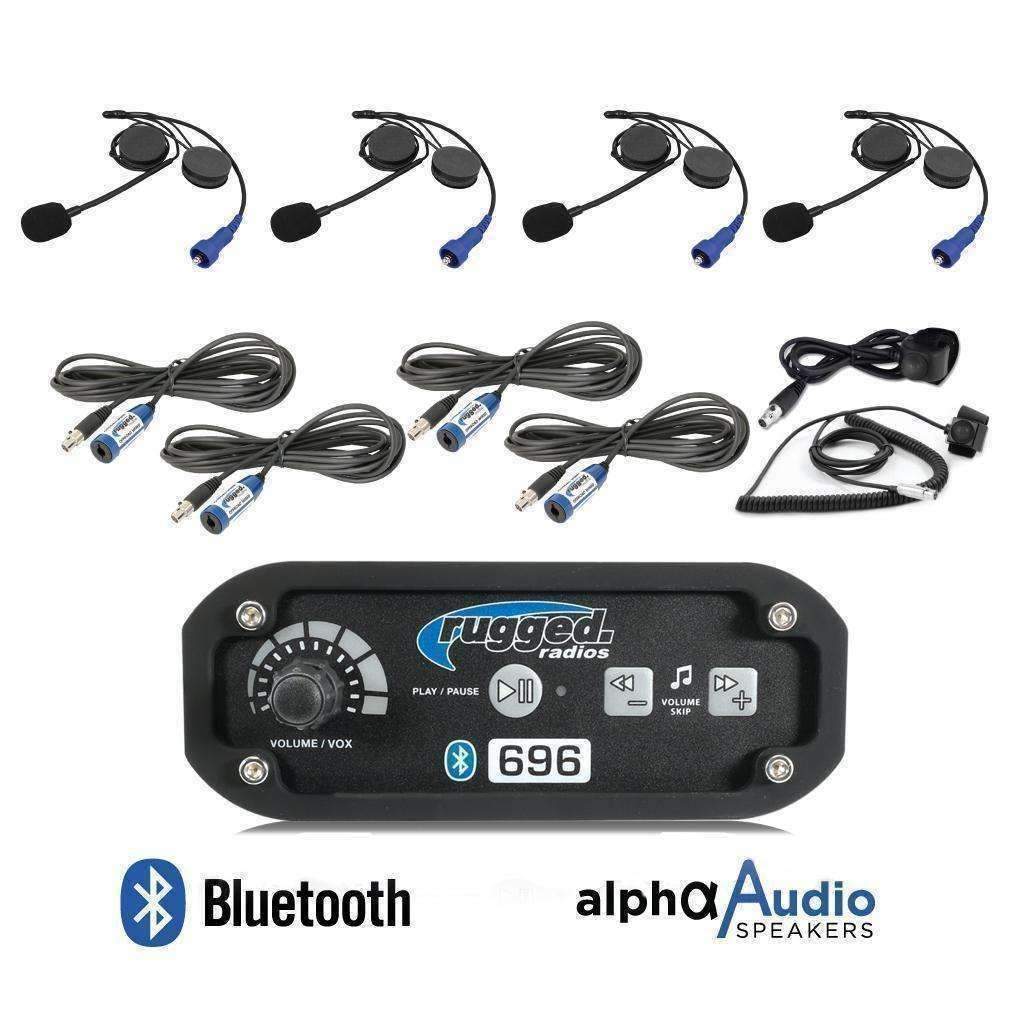 Radios robustes, RRP696 Système d'intercom Bluetooth pour 4 personnes avec kits de casque Alpha Audio