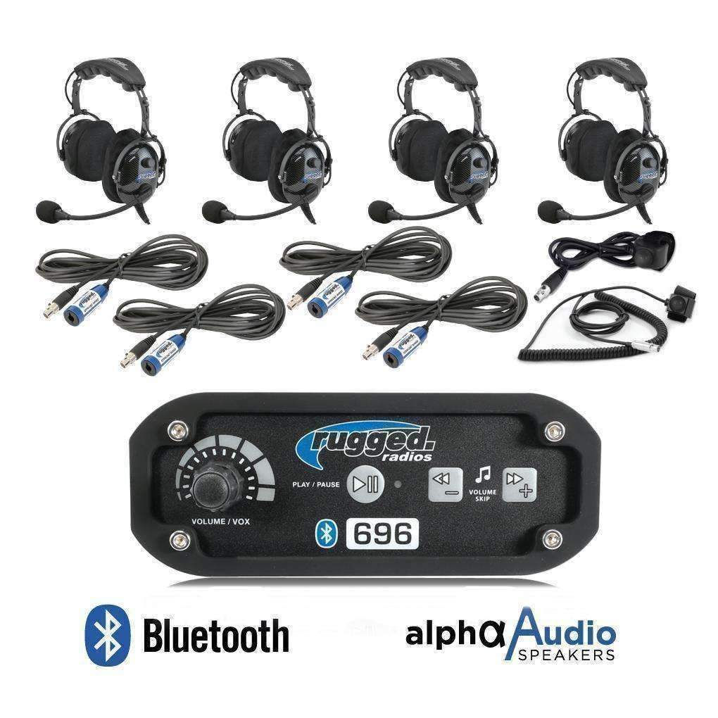 Radios robustes, RRP696 Système d'interphone Bluetooth pour 4 personnes avec casques OTH (Over the Head)