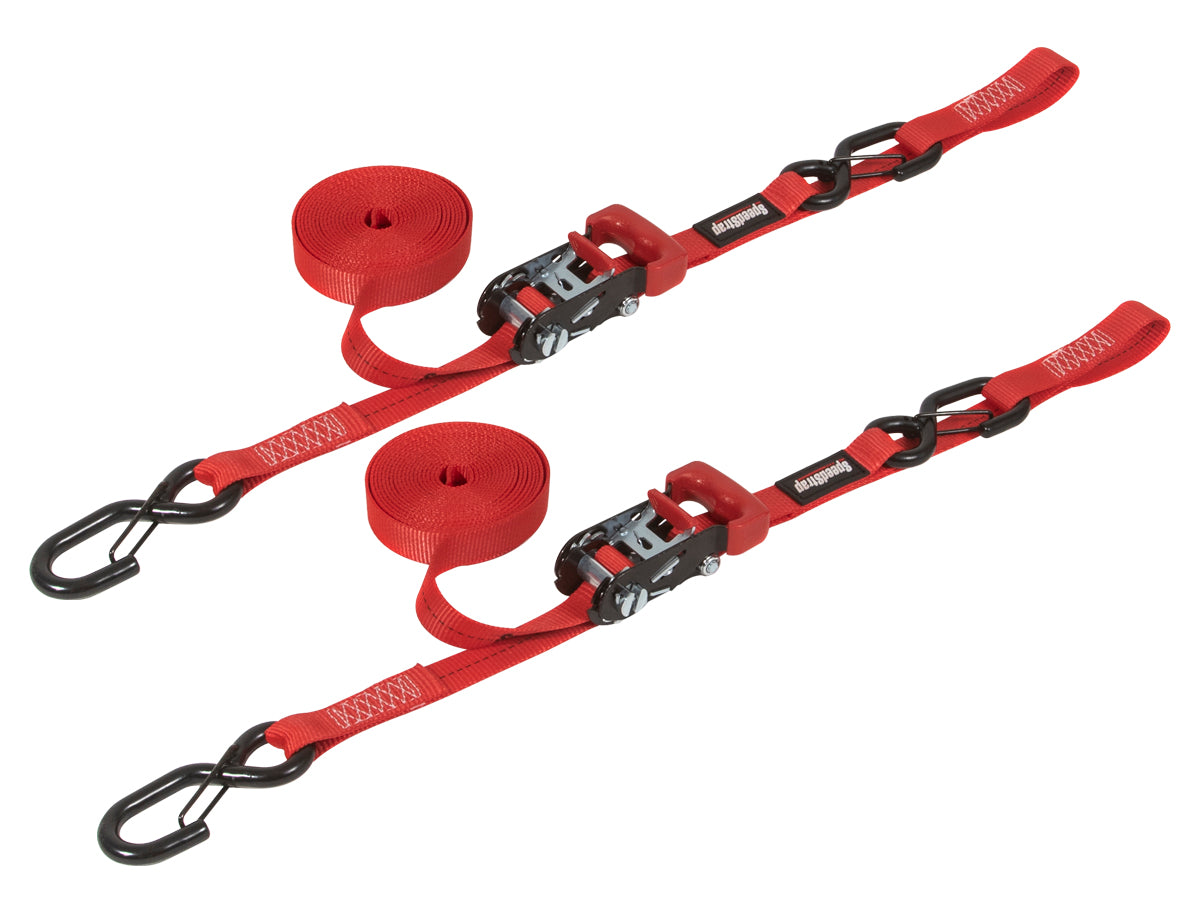 Sièges PRP, SPEEDSTRAP 1″ X 15′ RATCHET TIE DOWN W/ SNAP 'S' HOOKS AND SOFT TIE (2 PACK)