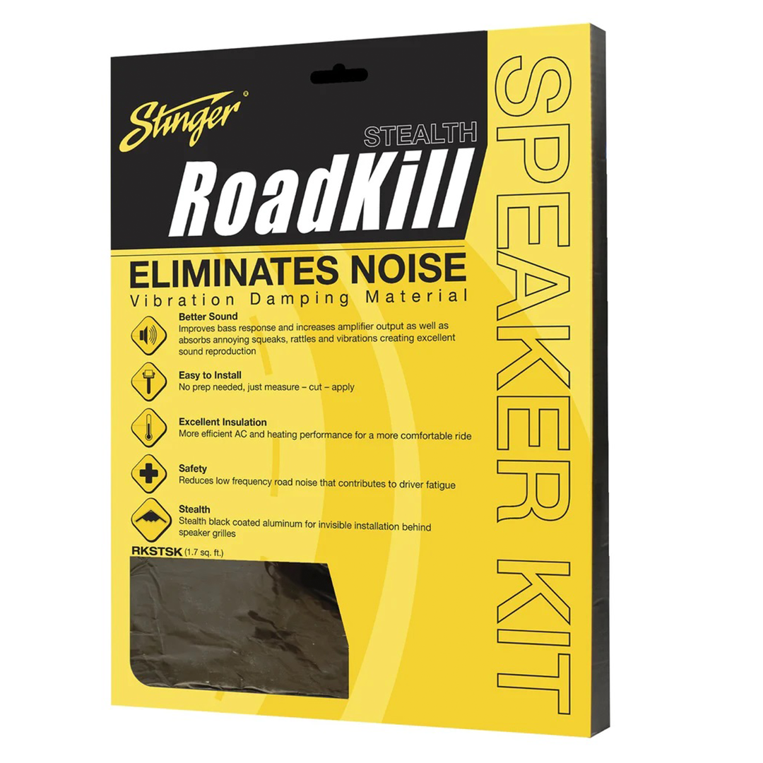 Stinger, Stinger RKSTSK, RoadKill Speaker Kit Sound Damping Stealth Black - 1.7 Sq Feet