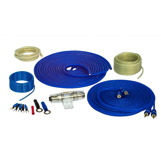 Stinger Select, Stinger Select SS600XS, Kit d'amplificateur avec RCA torsadées bleues et ACC satiné avec fusible AGU - 600W