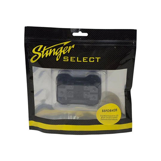 Stinger Select, Stinger Select SSFDB428, Bloc de distribution MIDI (1) 4 Gauge In (2) 8 Gauge Out